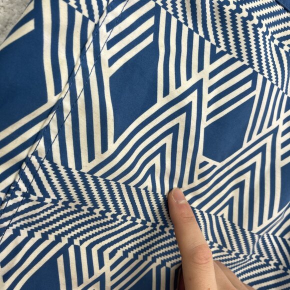 Y2K Volcom Board Shorts Men Psychedelic Blue Stripe Cinch Fly Pure Function *34* - Picture 7 of 16